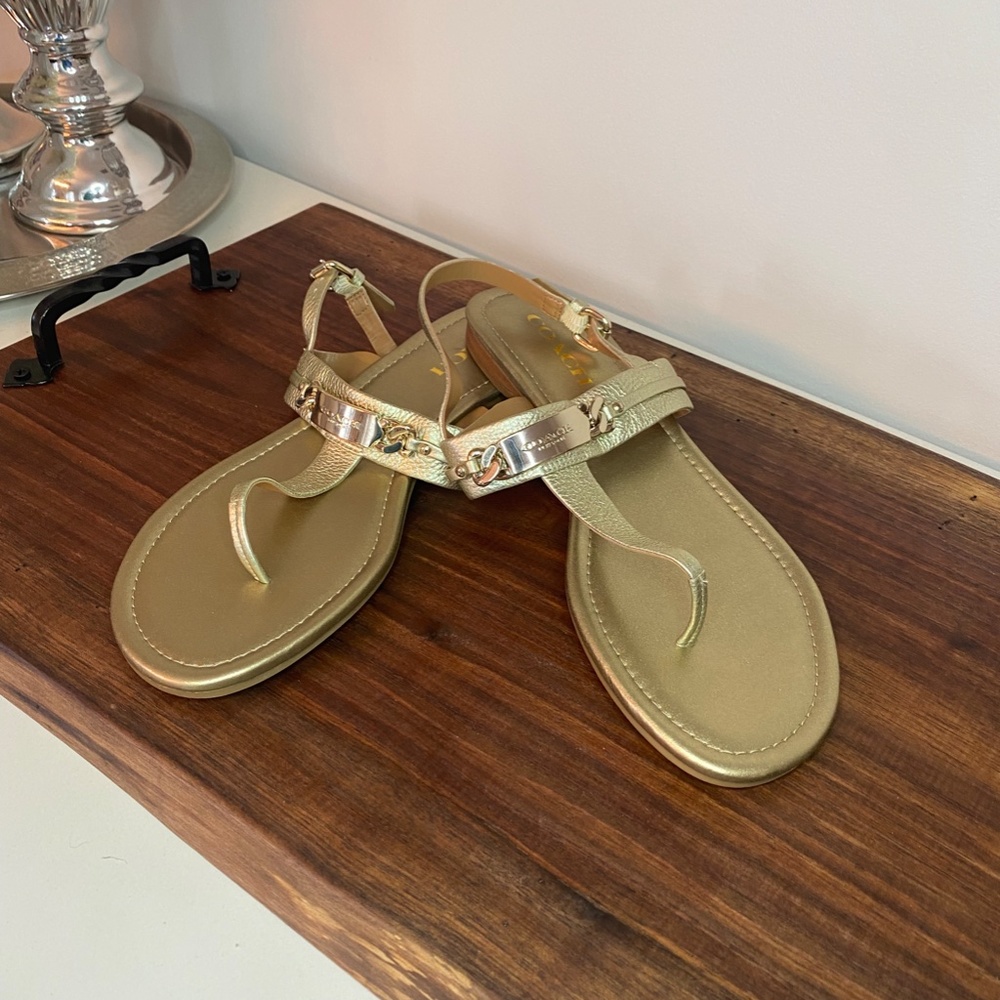 Coach Caterine Sandals, Gold, Size 10, NWOT